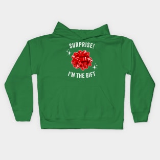 Surprise! I'm The Gift - Funny Christmas Bow Kids Hoodie